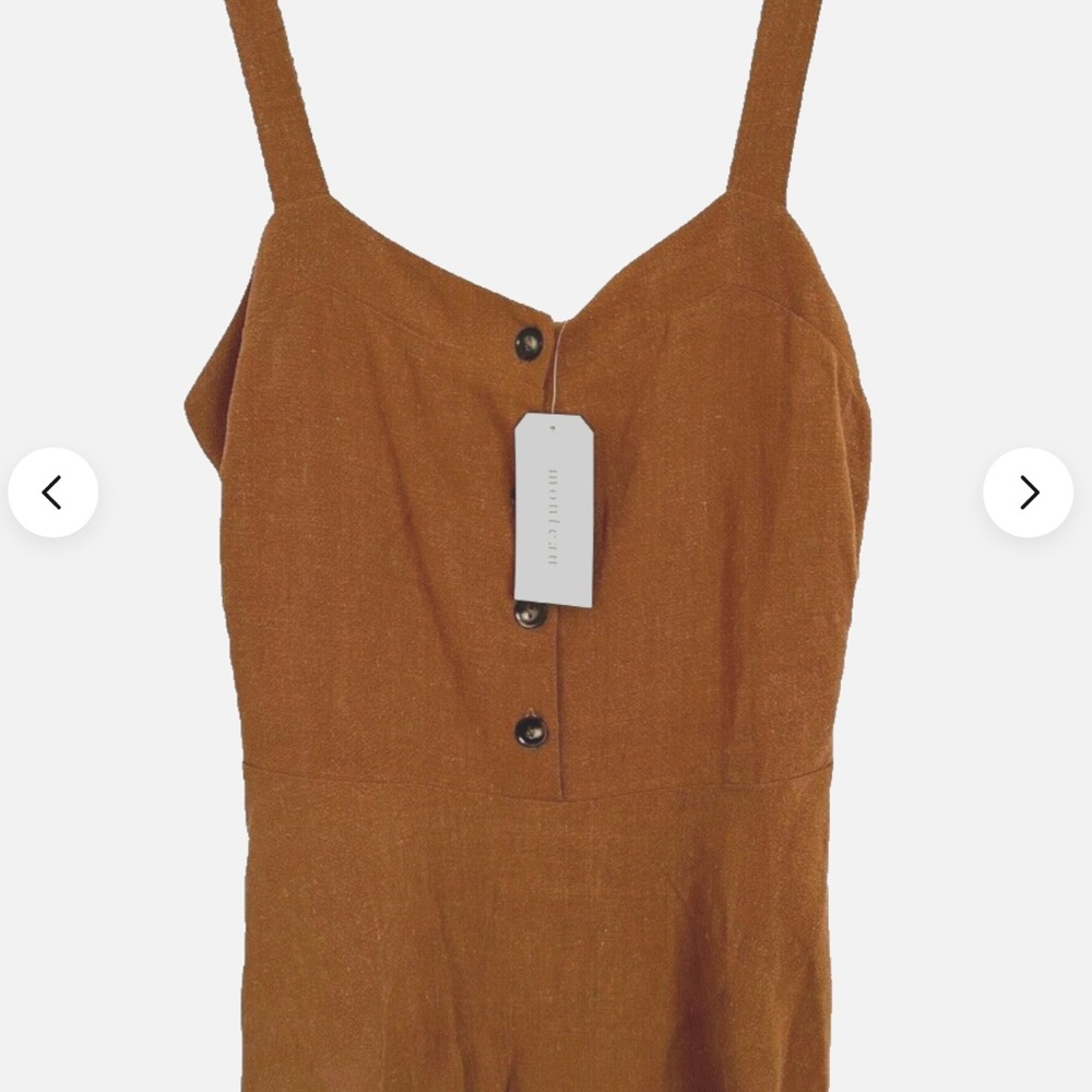 NWT MONTEAU LOS ANGELES Women's Sleeveless Top Wide Straps Buttons Size Large